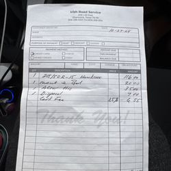 Irish Road Service - Receipt