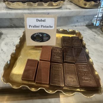 Choco Motive - ChocoMotive's own Dubai Pistachio Praline Chocolate Bars are molded like gold bullion - Chocolatiers & Shops Near Me - Montebello, Quebec