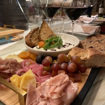 Cheese Meet Wine - Our charcuterie board order with the whipped feta dish and wine. - Cheese Shops Near Me - Everett, Massachusetts