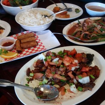 Hong Ning Restaurant - Garlic fried rice, lumpia Shanghai (upper left), pinakbet (upper right) and Crispy Binagoongan ( bottom) - Filipino Near Me - Carol Stream, Illinois Hong Ning Restaurant - Garlic fried rice, lumpia Shanghai (upper left), pinakbet (upper right) and Crispy Binagoongan ( bottom) - Filipino Near Me - Carol Stream, Illinois