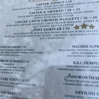 The Ainsworth - Appetizer menu with $20 caviar donuts - Sports Bars Near Me - Hoboken, New Jersey The Ainsworth - Appetizer menu with $20 caviar donuts - Sports Bars Near Me - Hoboken, New Jersey