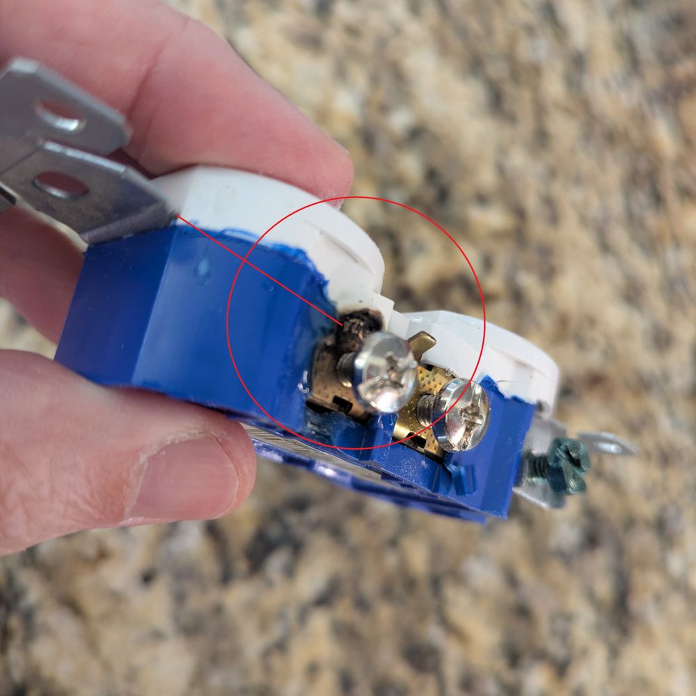 Johnathon Brown Electric - That blackened bit? Yeah, not supposed to do that. - Electricians Near Me - Rock Hill, South Carolina Johnathon Brown Electric - That blackened bit? Yeah, not supposed to do that. - Electricians Near Me - Rock Hill, South Carolina
