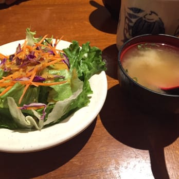 Sushi Mito - Salad with ginger dressing and miso soup - complimentary with our order of ramen and chirashi - Sushi Bars Near Me - Norcross, Georgia Sushi Mito - Salad with ginger dressing and miso soup - complimentary with our order of ramen and chirashi - Sushi Bars Near Me - Norcross, Georgia