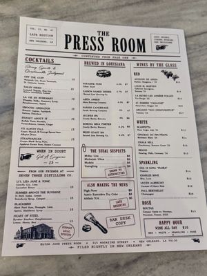 Menu photo 1 The Press Room New Orleans, LA