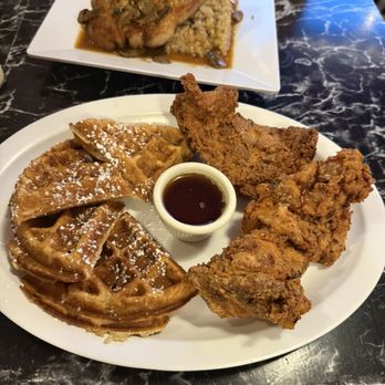 Jey Diner - Mushroom Risotto with Pan Seared Pork Chops Chicken and Waffle - Coffee & Tea Near Me - Brooklyn, New York