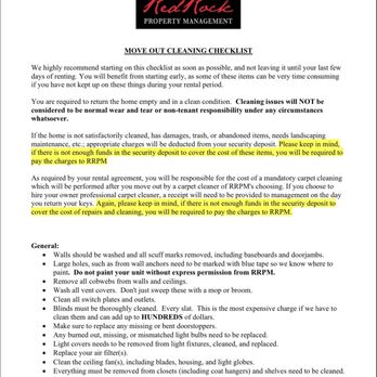 Red Rock Property Management - Cleaning list - Property Management Near Me - St George, Utah Red Rock Property Management - Cleaning list - Property Management Near Me - St George, Utah