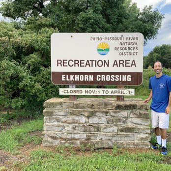 Elkhorn Crossing Recreation Area - Grabbing a picture at the entrance sign. - Campgrounds Near Me - Valley, Nebraska