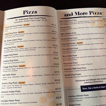 Pub Dog - Pizza menu with themed names - Pubs Near Me - Columbia, Maryland Pub Dog - Pizza menu with themed names - Pubs Near Me - Columbia, Maryland