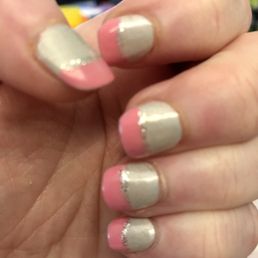 Silver/Pink French gel manicure-tips created free-hand!