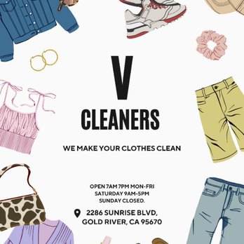 V Cleaners - Open times logo and location - Sewing & Alterations Near Me - Gold River, California V Cleaners - Open times logo and location - Sewing & Alterations Near Me - Gold River, California