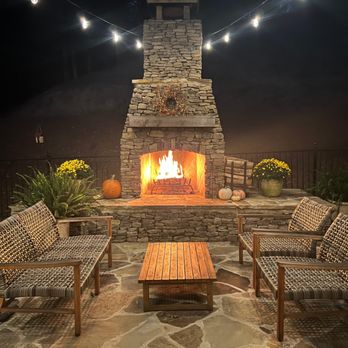 The Nelson Team - a patio with a fire place - Landscaping Near Me - Leeds, Alabama