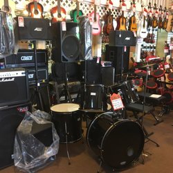 Dale's Guitar - Just some of our speakers and drums!