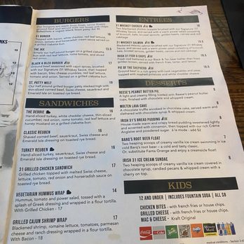 Irish 31 - Menu- Burgers, Sandwiches, Entrees, Desserts & Kids Menu - Irish Near Me - Seminole, Florida