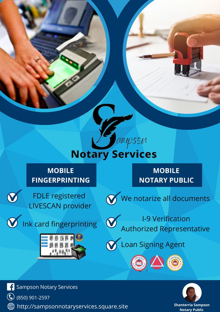 SAMPSON NOTARY SERVICE Updated September 2024 Tallahassee, Florida