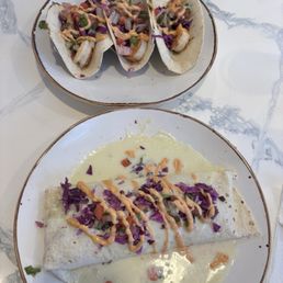 3 shrimp tacos & seafood burrito 3 shrimp tacos & seafood burrito