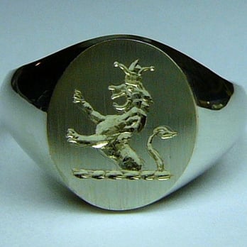 Rader's Engraving - Family crest deep carved in gold ring - Engraving Near Me - Boston, Massachusetts Rader's Engraving - Family crest deep carved in gold ring - Engraving Near Me - Boston, Massachusetts