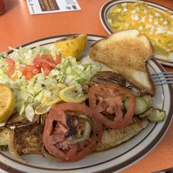 Bear Den - Blackened catfish and green enchiladas