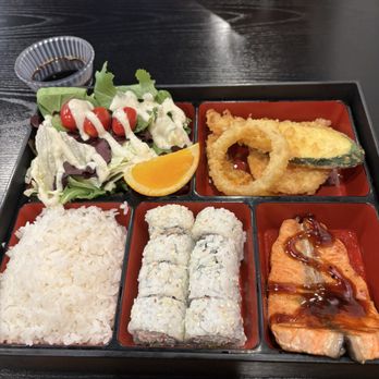 Sushi Star - 3 Items Bento Box: salmon teriyaki, California Roll and tempura - Sushi Bars Near Me - Citrus Heights, California Sushi Star - 3 Items Bento Box: salmon teriyaki, California Roll and tempura - Sushi Bars Near Me - Citrus Heights, California