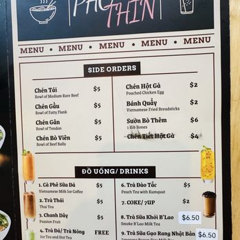 Pho Thin - Menu - Vietnamese Near Me - Westminster, California