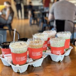 San Fernando Coffee - Assorted drinks of strawberry matcha, Gemini, and Horchata love.