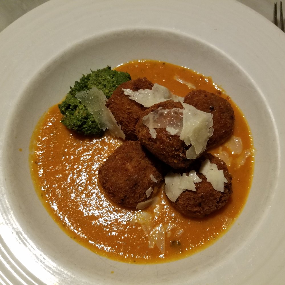 Mizuna - spinach arancini - New American Near Me - Spokane, Washington Mizuna - spinach arancini - New American Near Me - Spokane, Washington