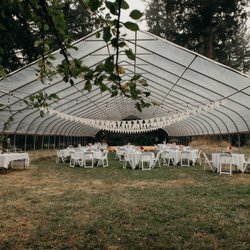 Rented chairs, tables, and linens.