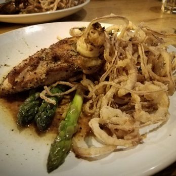 Stone Turtle - Roasted chicken covered in au jus sauce served with asparagus, and TOO MANY thinly sliced fried onions. #meh - New American Near Me - St. Louis, Missouri Stone Turtle - Roasted chicken covered in au jus sauce served with asparagus, and TOO MANY thinly sliced fried onions. #meh - New American Near Me - St. Louis, Missouri