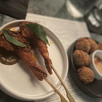 Uchibā Austin - Shrimp katsu and short rib/potatoes balls - Cocktail Bars Near Me - Austin, Texas