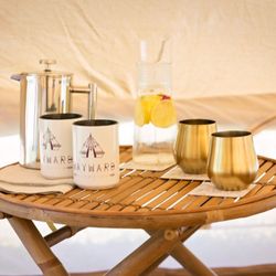 Wayward Glamping - Included in your package French press , Wayward mugs , coffee and sweetener , stemless wine glasses