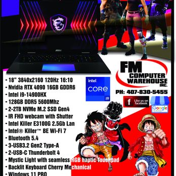 Fm Computer Warehouse - The Mack Daddy MSI Gaming Laptop - IT Services & Computer Repair Near Me - Casselberry, Florida Fm Computer Warehouse - The Mack Daddy MSI Gaming Laptop - IT Services & Computer Repair Near Me - Casselberry, Florida
