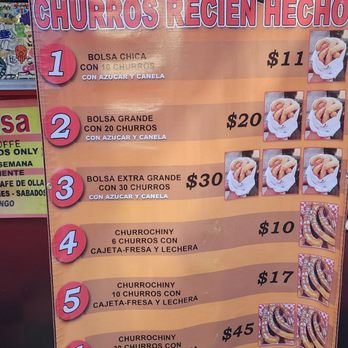 Churros Don Abel - Menu as of 1-31-24 - Desserts Near Me - East Compton, California