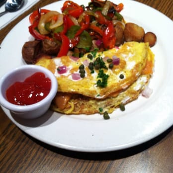 Mimi's Cafe - Salmon omelette and potatoes with onions/peppers - Breakfast & Brunch Near Me - Modesto, California