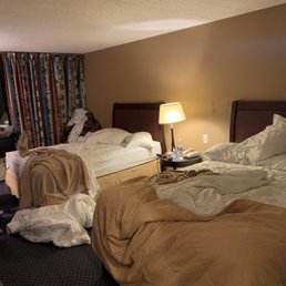 My room after 6 days of never being up kept by house keeping and me pleading with the front desk for it to be cleaned