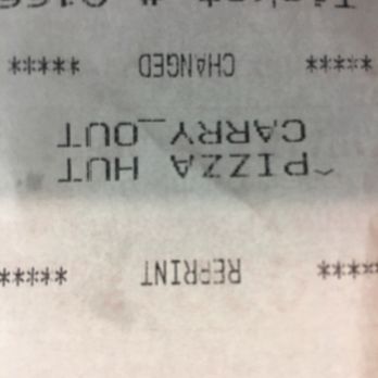 Pizza Hut - a receipt for a pizza - Pizza Near Me - Ennis, Texas