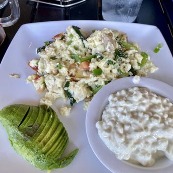 Corona Airport Cafe - Vegetarian scramble with egg whites and side of cottage cheese. - American Near Me - Corona, California