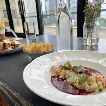 Cindy's Rooftop - STRIPED BASS AGUACHILE and Chicken Sandwich - New American Near Me - Chicago, Illinois Cindy's Rooftop - STRIPED BASS AGUACHILE and Chicken Sandwich - New American Near Me - Chicago, Illinois