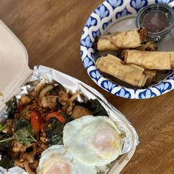 Michelle's Taste of Asia - Basil chicken and egg rolls. Delicious!!