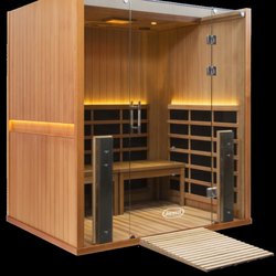REST Sweat Studio - The Clearlight Jacuzzi Retreat Sauna, our largest sauna, ADA, yoga, stretching.