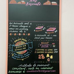 a menu on a blackboard