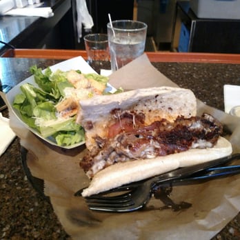 Anchor Bar - Steak hoggie hold mushrooms and the side caesar salad. - Chicken Wings Near Me - Buffalo, New York