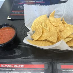 Free Chips & Salsa! Great not super spicy