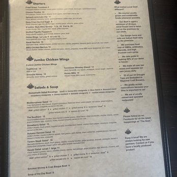 Local Goat - Menu - New American Near Me - Pigeon Forge, Tennessee