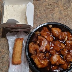 Ming's Garden - General Tsos Chicken, rice, eggroll