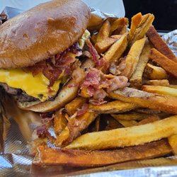 Hotty's Eats and Catering - Double patty cheeseburger with bacon and beef tallow fries