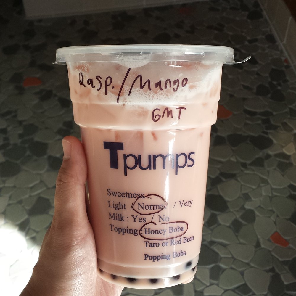 Tpumps - Pasadena - Large 32oz. Raspberry Mango with Green Tea - Bubble Tea Near Me - Pasadena, California