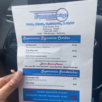 Supersonic Wings - Menu - Chicken Wings Near Me - Gretna, Louisiana Supersonic Wings - Menu - Chicken Wings Near Me - Gretna, Louisiana