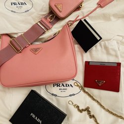 Pink Saffiano Re-edition 2005 & Red Saffiano card case - my Lunar New Year's red envelope gift (yr of the pink rabbit)