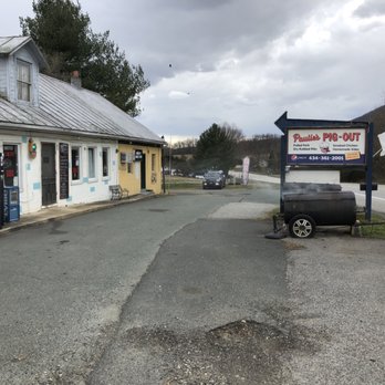 Paulie's Pig Out - Front of the building, back in the day. Sign and smoker are the key - Barbeque Near Me - Afton, Virginia