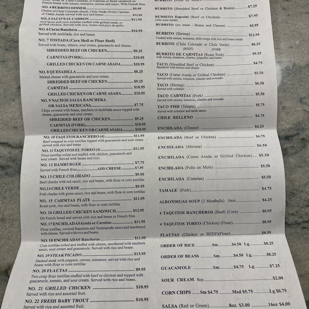 To go menu as of February, 2022