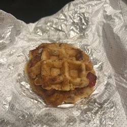Truett's Grill - Waffle breakfast sandwich with small chicken again